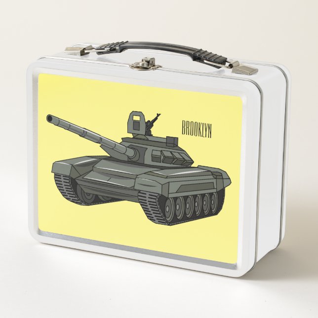 Tank cartoon illustration metal lunch box (Front)