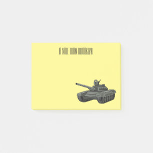 Tank cartoon illustration post-it notes