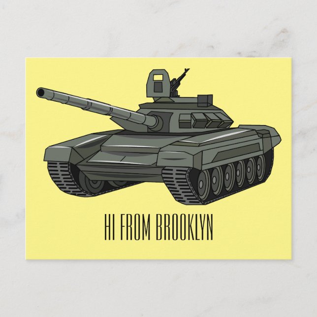 Tank cartoon illustration postcard (Front)