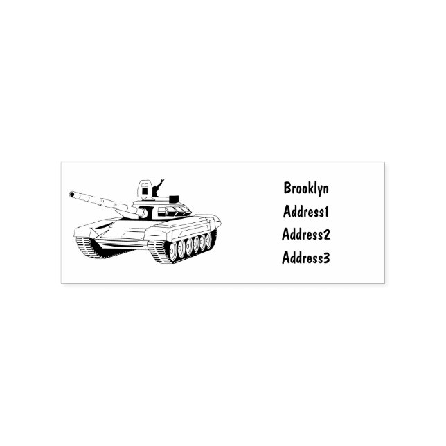 Tank cartoon illustration rubber stamp (Imprint)