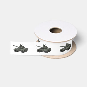 Tank cartoon illustration satin ribbon