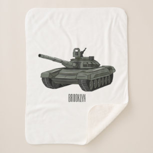 Tank cartoon illustration sherpa blanket