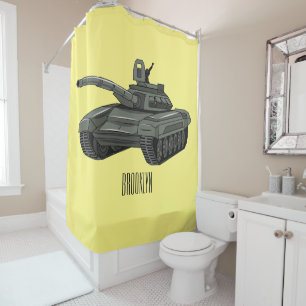 Tank cartoon illustration shower curtain