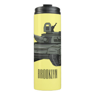 Tank cartoon illustration thermal tumbler