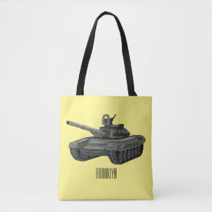Tank cartoon illustration tote bag