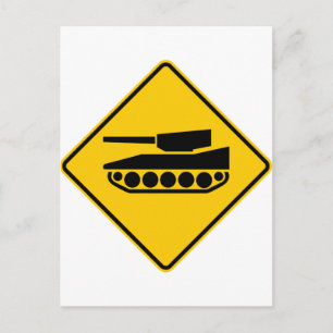 Tank Crossing Highway Sign Postcard