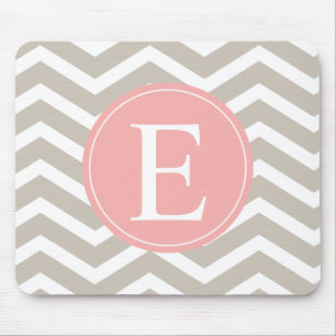 Tank Peach Pink Chevron Monogram Mouse Pad