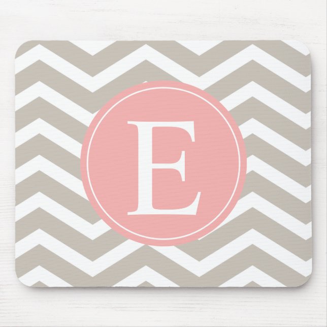Tank Peach Pink Chevron Monogram Mouse Pad (Front)