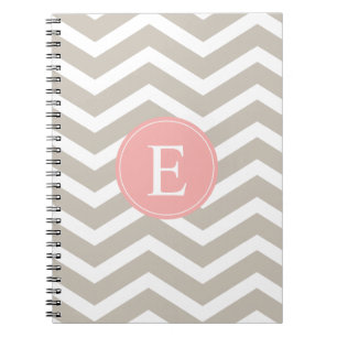 Tank Peach Pink Chevron Monogram Notebook