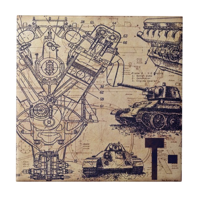 Tank Schematics Art Tile (Front)