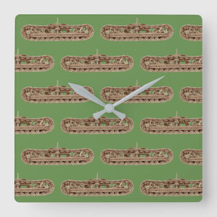Tank Tracks Steam Shovel Tracks Extra Power Boost Square Wall Clock