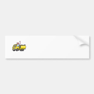 Tanker Truck Driver Waving Cartoon Bumper Sticker
