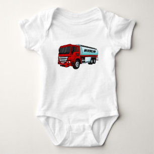 Tanker truck fuel transport cartoon illustration baby bodysuit