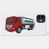 Tanker truck fuel transport cartoon illustration 