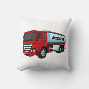 Tanker truck fuel transport cartoon illustration cushion