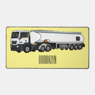 Tanker truck fuel transport cartoon illustration desk mat