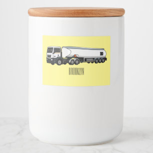 Tanker truck fuel transport cartoon illustration food label