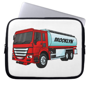 Tanker truck fuel transport cartoon illustration laptop sleeve