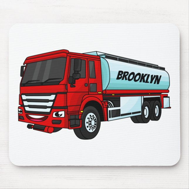 Tanker truck fuel transport cartoon illustration  mouse pad (Front)