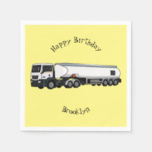 Tanker truck fuel transport cartoon illustration napkin