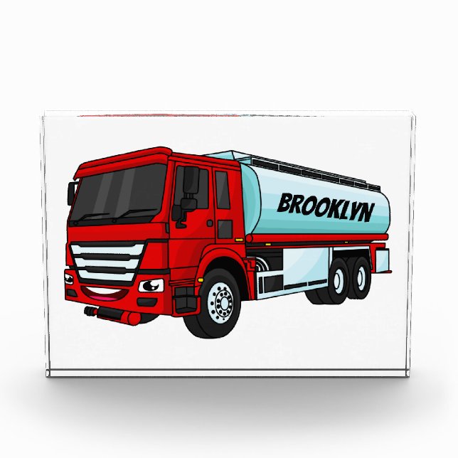 Tanker truck fuel transport cartoon illustration photo block (Front)