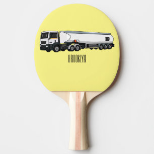 Tanker truck fuel transport cartoon illustration ping pong paddle