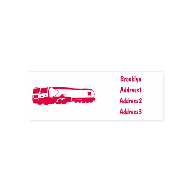 Tanker truck fuel transport cartoon illustration self-inking stamp (Design)