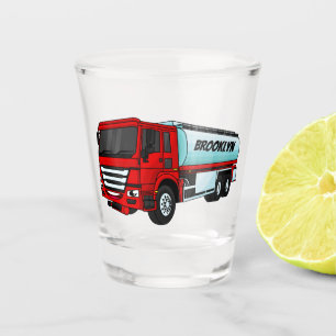 Tanker truck fuel transport cartoon illustration shot glass