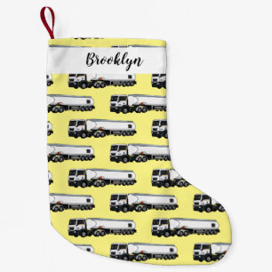 Tanker truck fuel transport cartoon illustration small christmas stocking