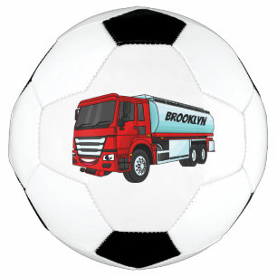 Tanker truck fuel transport cartoon illustration soccer ball