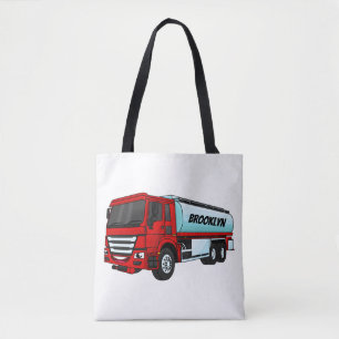 Tanker truck fuel transport cartoon illustration tote bag