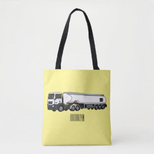 Tanker truck fuel transport cartoon illustration tote bag
