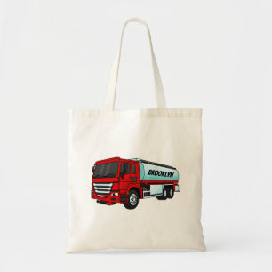 Tanker truck fuel transport cartoon illustration tote bag