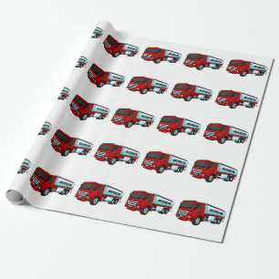 Tanker truck fuel transport cartoon illustration wrapping paper