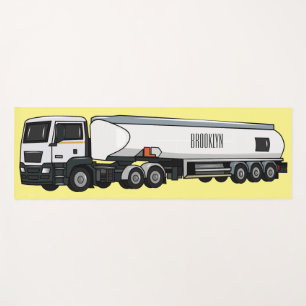 Tanker truck fuel transport cartoon illustration yoga mat
