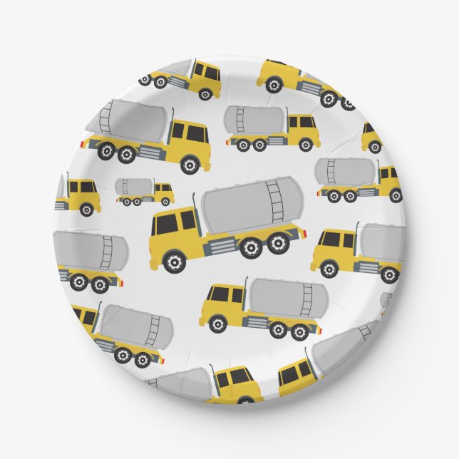 Tanker Truck Transportation Trucks Paper Plate (Front)