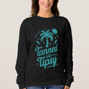 Tanned and Tipsy Coconut Tree Vintage Women Beach Sweatshirt