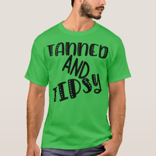 Tanned and Tipsy Fun Summer Beach Sand Surf Design T-Shirt