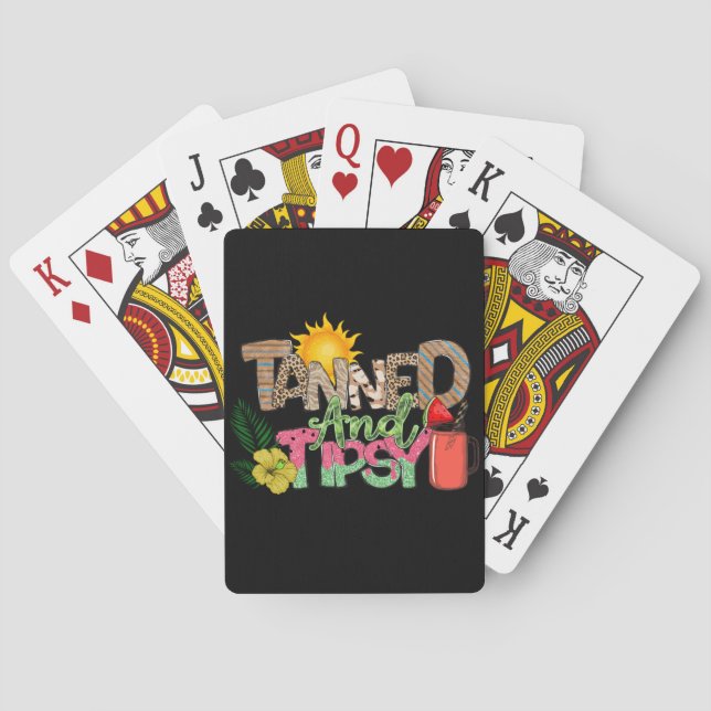Tanned and Tipsy | Fun Summer Party Design Playing Cards (Back)