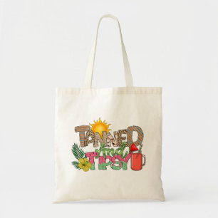 Tanned and Tipsy Fun Summer Party Design Tote Bag
