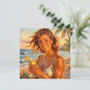 Tanned and Tipsy Party Vibe Beach Glow Art Invitation