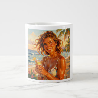 Tanned and Tipsy Party Vibe Beach Glow Art Large Coffee Mug