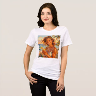 Tanned and Tipsy Party Vibe Beach Glow Art Tri-Blend Shirt