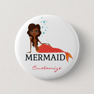Tanned Brunette Mermaid Thunder_Cove 6 Cm Round Badge