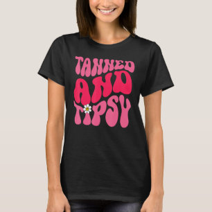 Tanned Tatted and Tipsy Summer Vibes Floral Groovy T-Shirt