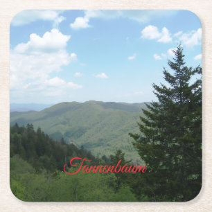 Tannenbaum Mountain Christmas Square Paper Coaster