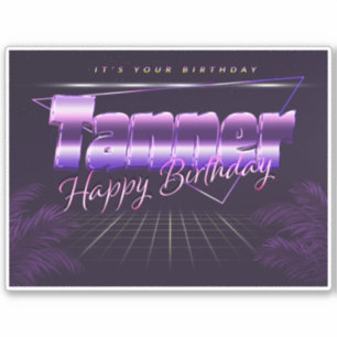 Tanner Name Vorname lila retro Sticker Geburtstag
