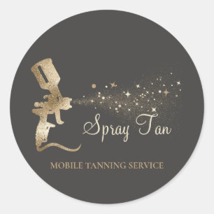 Tanning Air Brush Gold Mobile Salon Spray Tan Classic Round Sticker