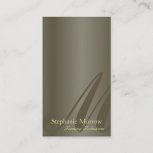 Tanning Business Card Pewter & Gold Monogram