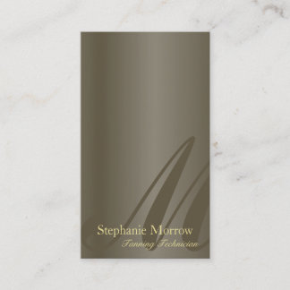 Tanning Business Card Pewter & Gold Monogram